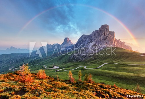 Picture of Landscape nature mountan in Alps with rainbow